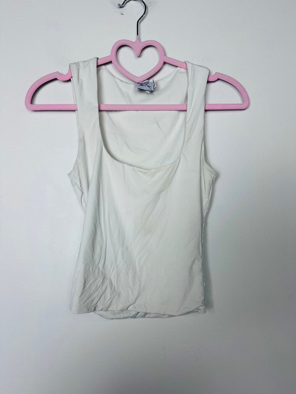 Princess Polly White Fitted Tank Top Low Cut Size 0
